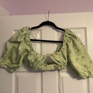 FOREVER 21 LimeGreen with small floral print top size SMALL